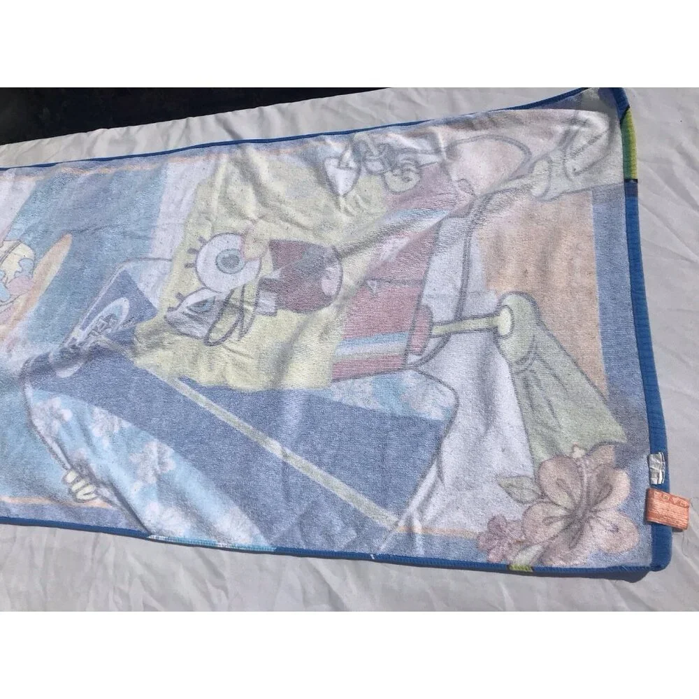 Vtg Y2K SpongeBob Ready Action Beach Towel Nickelodeon 28”x53” Surfboards Retro